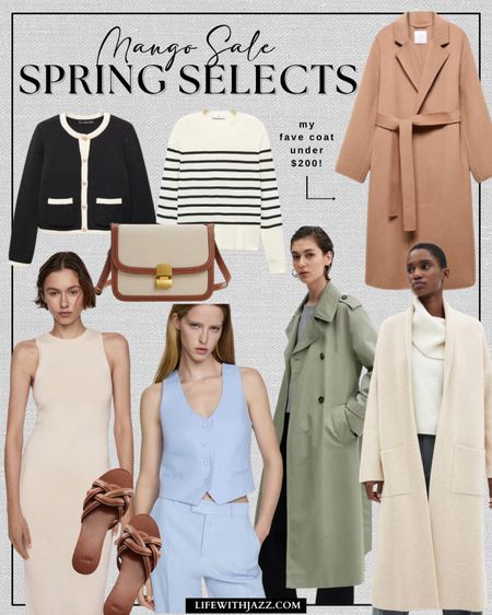 Take 30% off when spending $220+ at Mango! Use code: EXTRA30, sale ends 4/7 // Many of my favorites are part of the sale - like the camel coat + the coatigan 

Spring sale / coats / trench coat / cardigan / coatigan / sweater dress / vest / sweater jacket / striped sweater / purse / sandals 

#LTKsalealert #LTKSeasonal