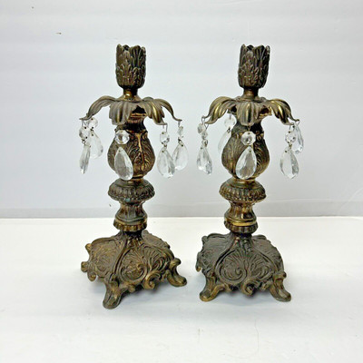 Vintage Brass Candlestick Candle Holder Hollywood Regency MCM Heavy 12” Patina  | eBay | eBay US