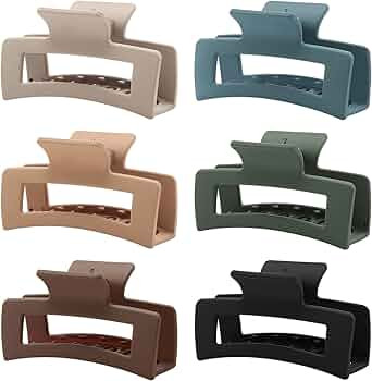 6 Pack Square Claw Clips, Hair Claw Clips for Women Girls, 3.5" Medium Non-slip Hair Clips, Recta... | Amazon (US)