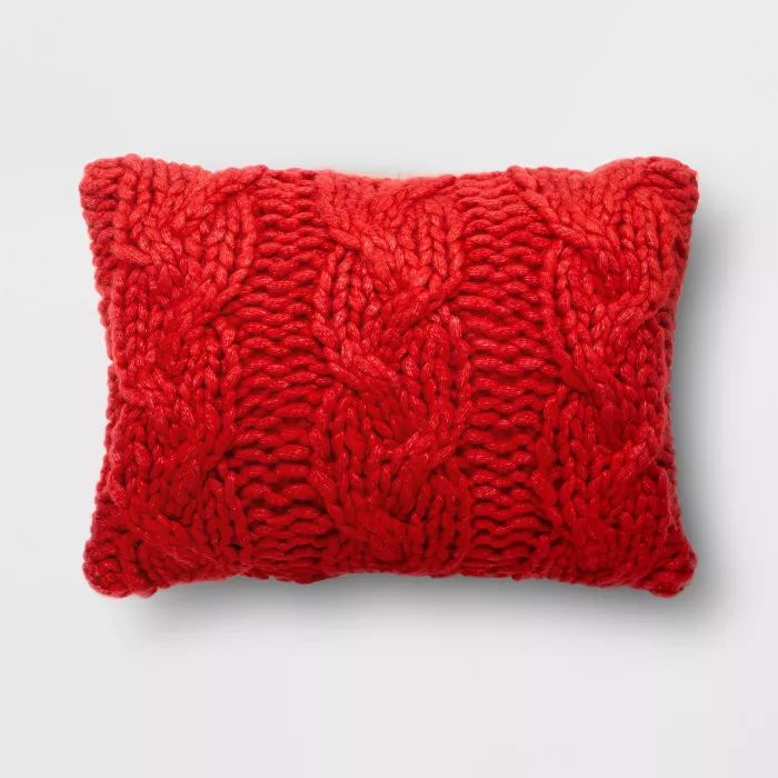 14"x20" Holiday Chunky Cable Knit Lumbar Throw Pillow - Threshold™ | Target