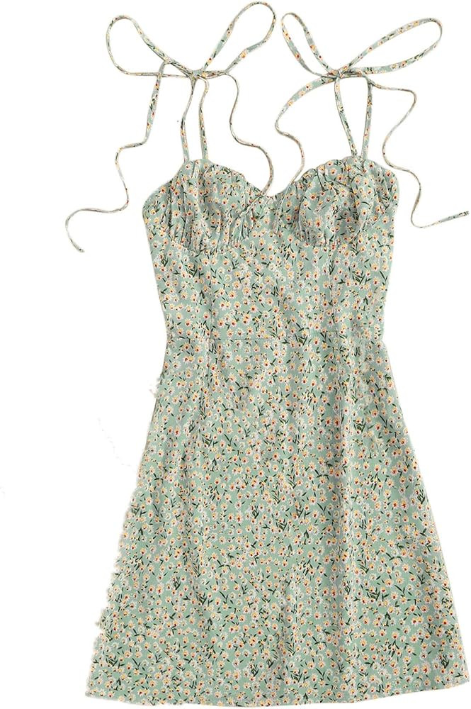 Floerns Women's Summer Tie Strap Ditsy Floral A Line Cami Dress | Amazon (US)