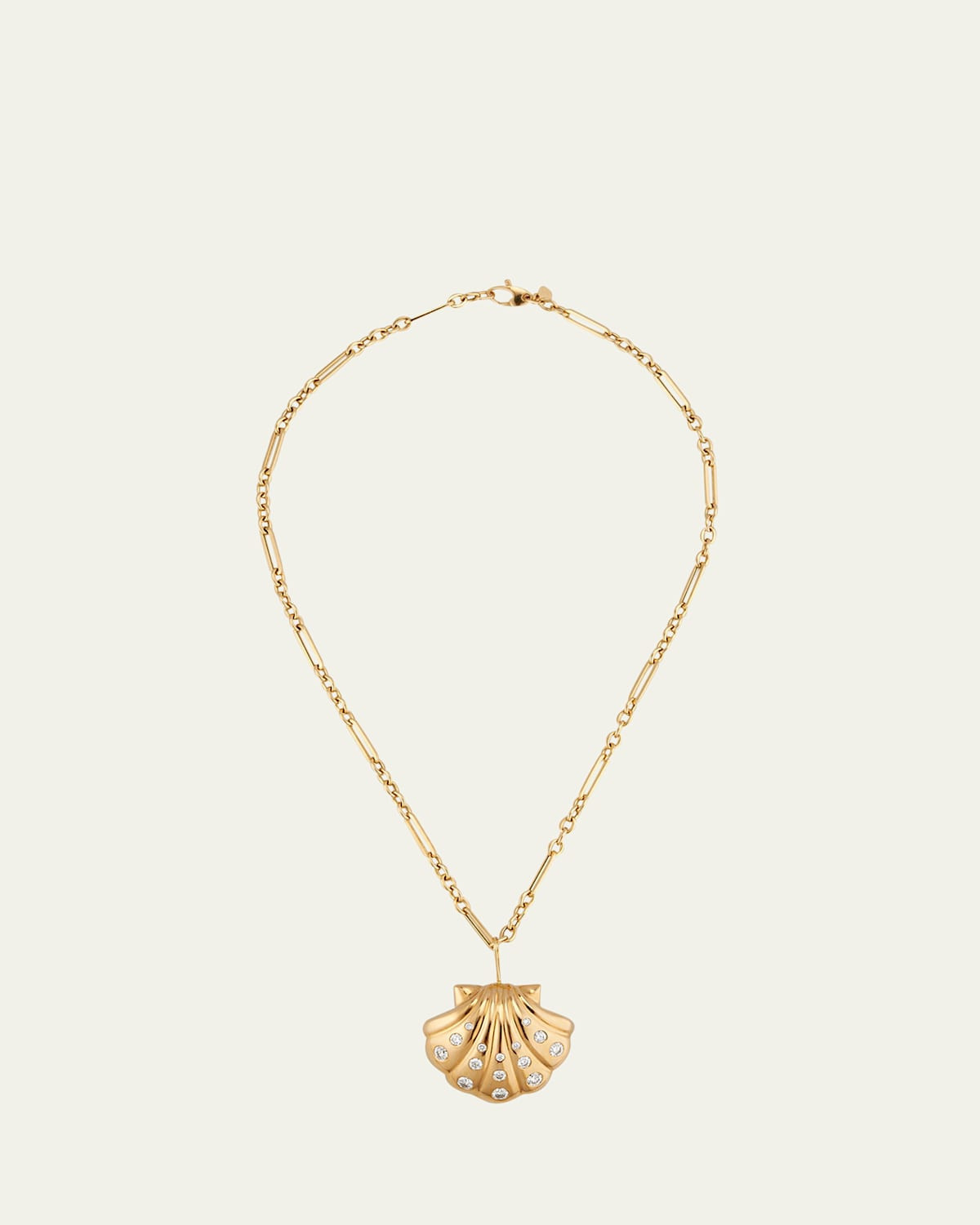 18K Yellow Gold Large Polished Shell Pendant Necklace with Diamonds | Bergdorf Goodman