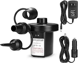 Electric Air Pump, AGPTEK Portable Quick-Fill Air Pump with 3 Nozzles, 110V AC/12V DC, Perfect In... | Amazon (US)