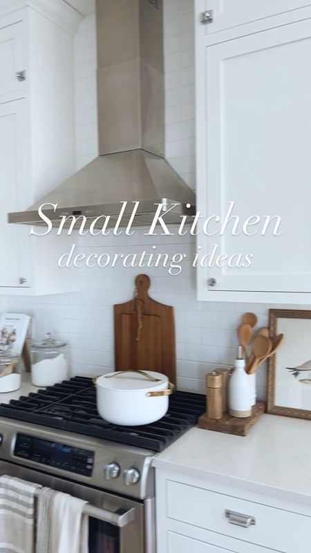 For my small kitchen I decorate with mostly functional decor like wood cutting boards, pretty olive oil bottle, glass canisters filled with items I use daily, my most used cookbooks  

#LTKhome #LTKstyletip #LTKFind