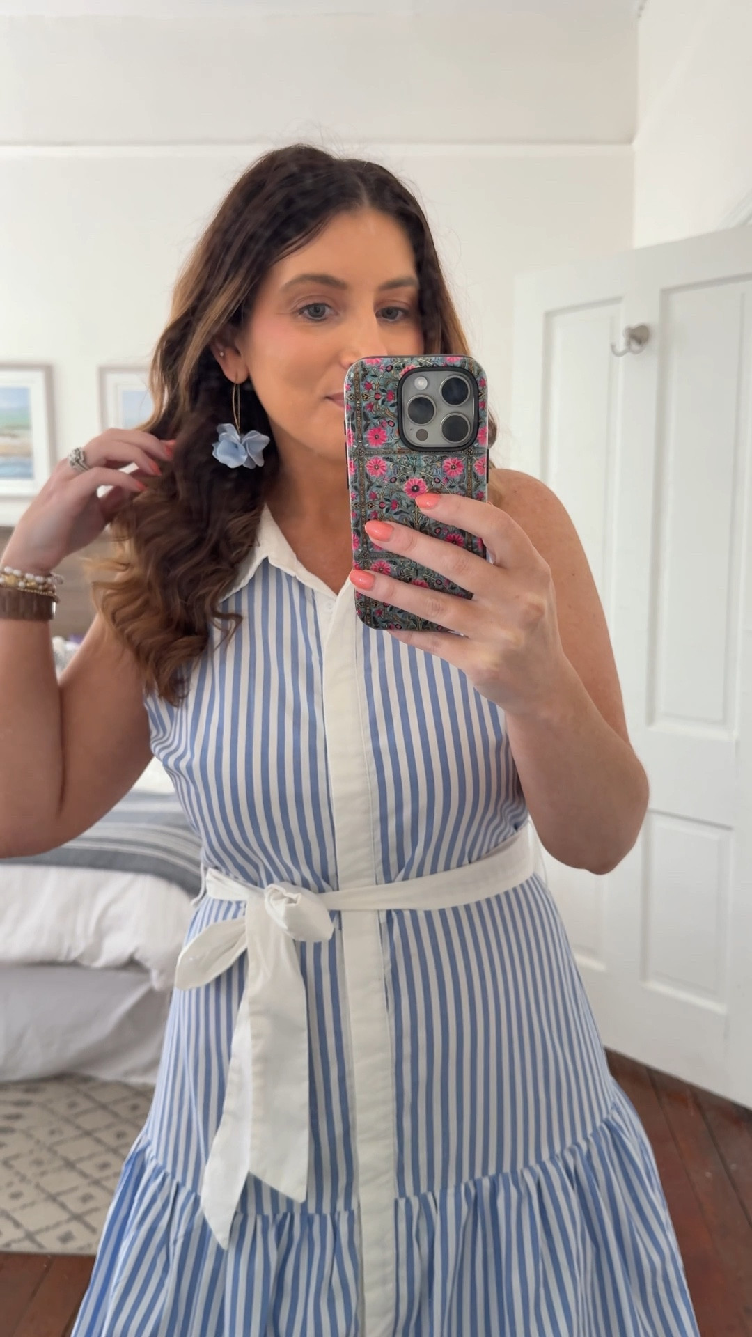 What wore in Savannah - blue and white striped ruffle maxi dress, gold heels 

#LTKFindsUnder50 #LTKStyleTip #LTKWatchNow