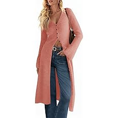 Saodimallsu Womens Long Cardigan Sweaters Oversized Bell Sleeve Open Front Button Down Casual Kni... | Amazon (US)