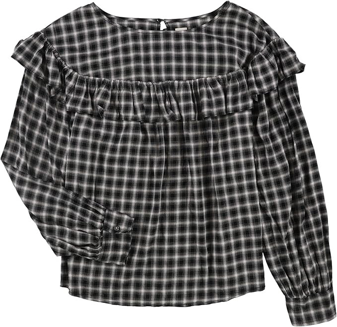 Rebecca Taylor Womens Ruffle Pullover Blouse, Black, Large | Amazon (US)