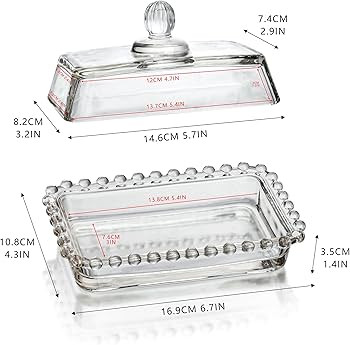 6.5'' Clear Glass Butter Dish with Handled Lid,Classic 2-Piece Design Butter Keeper For Counterto... | Amazon (US)