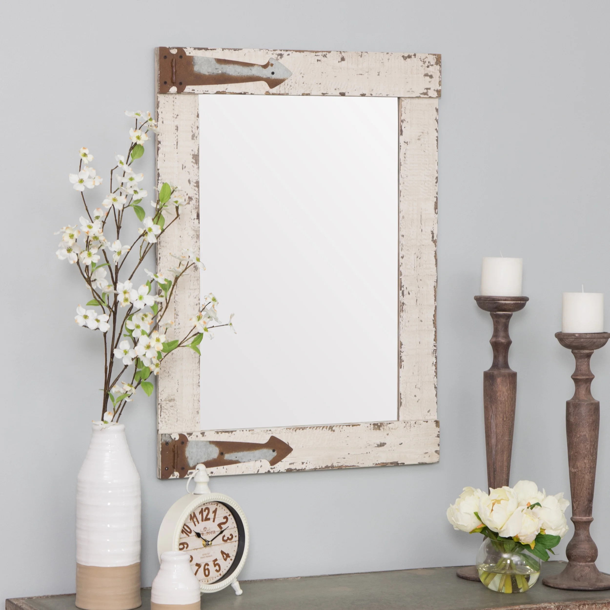 Aspire Home Accents Serenad Farmhouse Wall Mirror, White, 30" x 22" - Walmart.com | Walmart (US)
