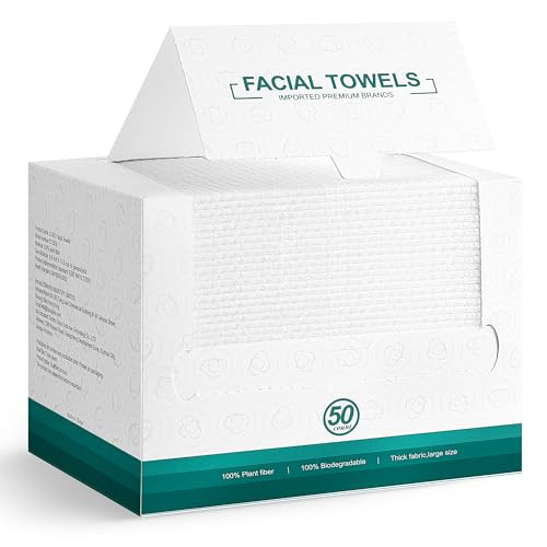 Face Towels,50 Count,10"x12"Disposable Face Towel,Makeup Remover Face Towelettes Disposable,Sensitive Skin&Daily Skin Care | Amazon (US)