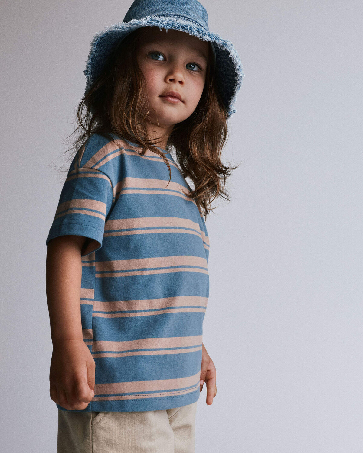 Toddler Relaxed Tee in Stripes - Slate Blue/Brown | Carter's Inc