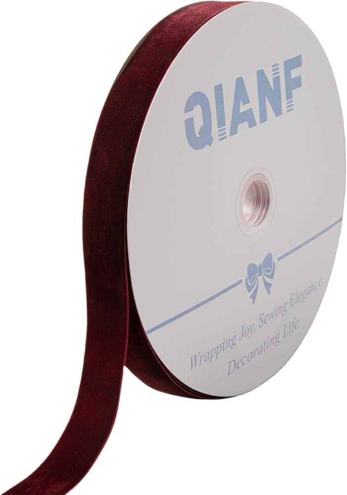 QIANF Vintage Burgundy Velvet Ribbon, 1 Inch X 25Yd | Amazon (US)