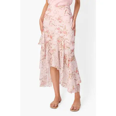 CAMI NYC Yazmeena Asymmetric Ruffle Chiffon Skirt in Leopard at Nordstrom, Size Small | Nordstrom