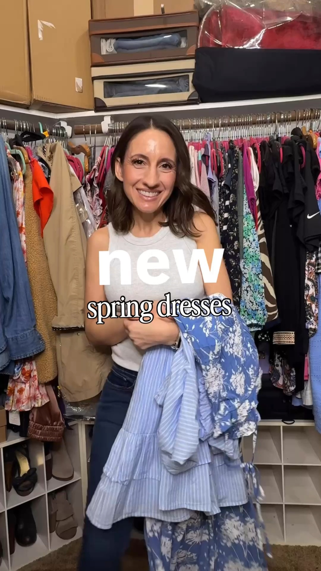Spring dresses to kick off dress season. 
-Light blue and white puff sleeve dress with pockets. It’s lined too. 
*Runs big. Go down 1 size. 
-Blue and White floral sundress with tie straps. For all my ladies with small shoulders this is a god send. It makes falling off straps a thing of the past. 
*Dress runs true to size. 
Wedge sandals. 
Nude open toe heeled sandals  

#LTKOver40 #LTKPetite #LTKstorytime