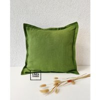 Decorative Green Linen Pillowcase.custom Size Pillow Cover.decorative Couch Cushion Cover.green Sofa Pillowcase | Etsy (US)