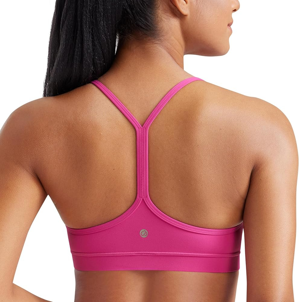 CRZ YOGA Butterluxe Womens Y Back Sports Bra - Padded Racerback Low Impact Spaghetti Thin Strap W... | Amazon (US)
