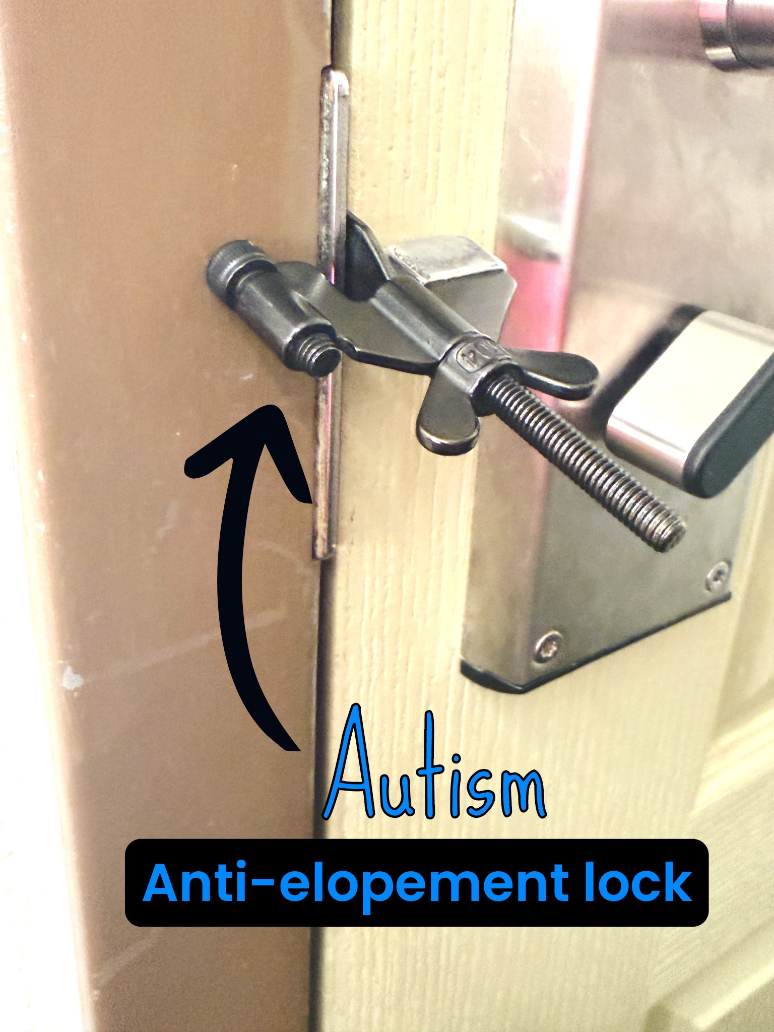 We used these locks when we stayed at an indoor waterpark. Hotel doors are very easy to unlock from the inside so we needed extra safety to prevent any eloping. 
•Comes in a pack of 2, super easy and secure, door won’t open from the inside or outside with this on. Under $15. 

#autismmom #autismessentials #travel #travelessentials 

#LTKKids #LTKHoliday #LTKmomlife