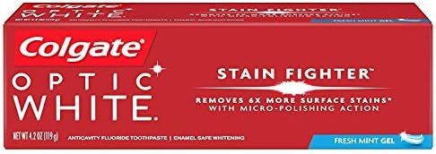 Colgate, Optic White Stain Fighter Fresh Gel Toothpaste, Mint, 4.2 Ounce | Amazon (US)