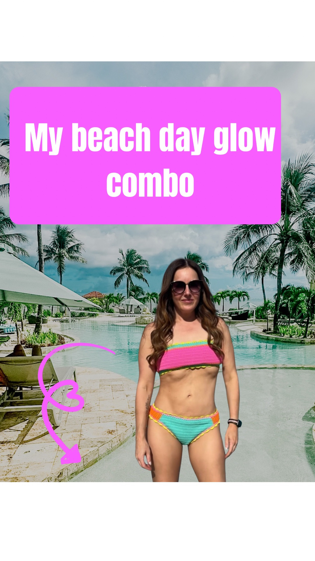 Five moms stopped me to ask about this bikini and what I was using on my skin, so naturally she deserves a spot on LTK. The Beach Riot Crochet Technicolor Rays bikini is giving fun vacation mom, but still elevated and cute enough for a resort pool. I paired it with my Kopari sun protection because glowy skin is the goal, crispy skin is not. Linking the bikini and my SPF favorites here ☀️

#LTKSwim #LTKBeauty #LTKOver40