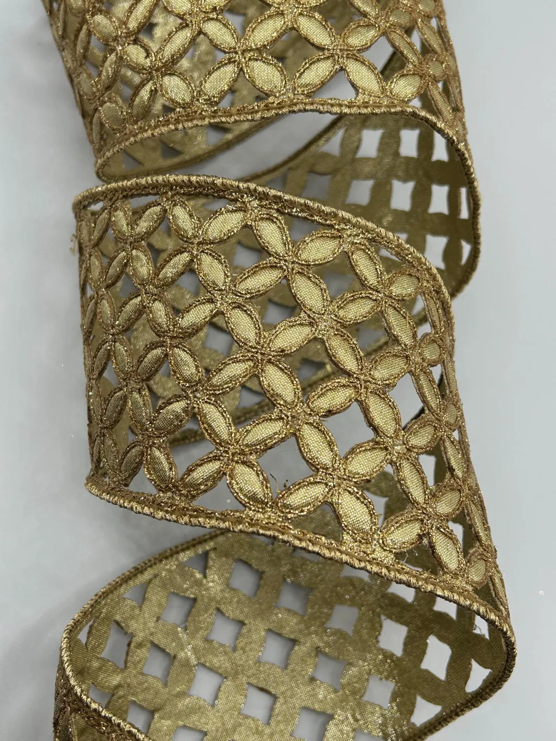 1.5" or 4" Gold Metallic Floral Ribbon ~ d stevens ~ Wired Edges ~ Glitter ~ 10 Yard Roll | Etsy (Global)