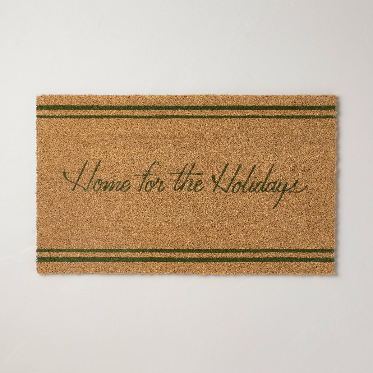18"x30" Home for the Holidays Coir Christmas Doormat Tan/Evergreen - Hearth & Hand™ with Magnol... | Target