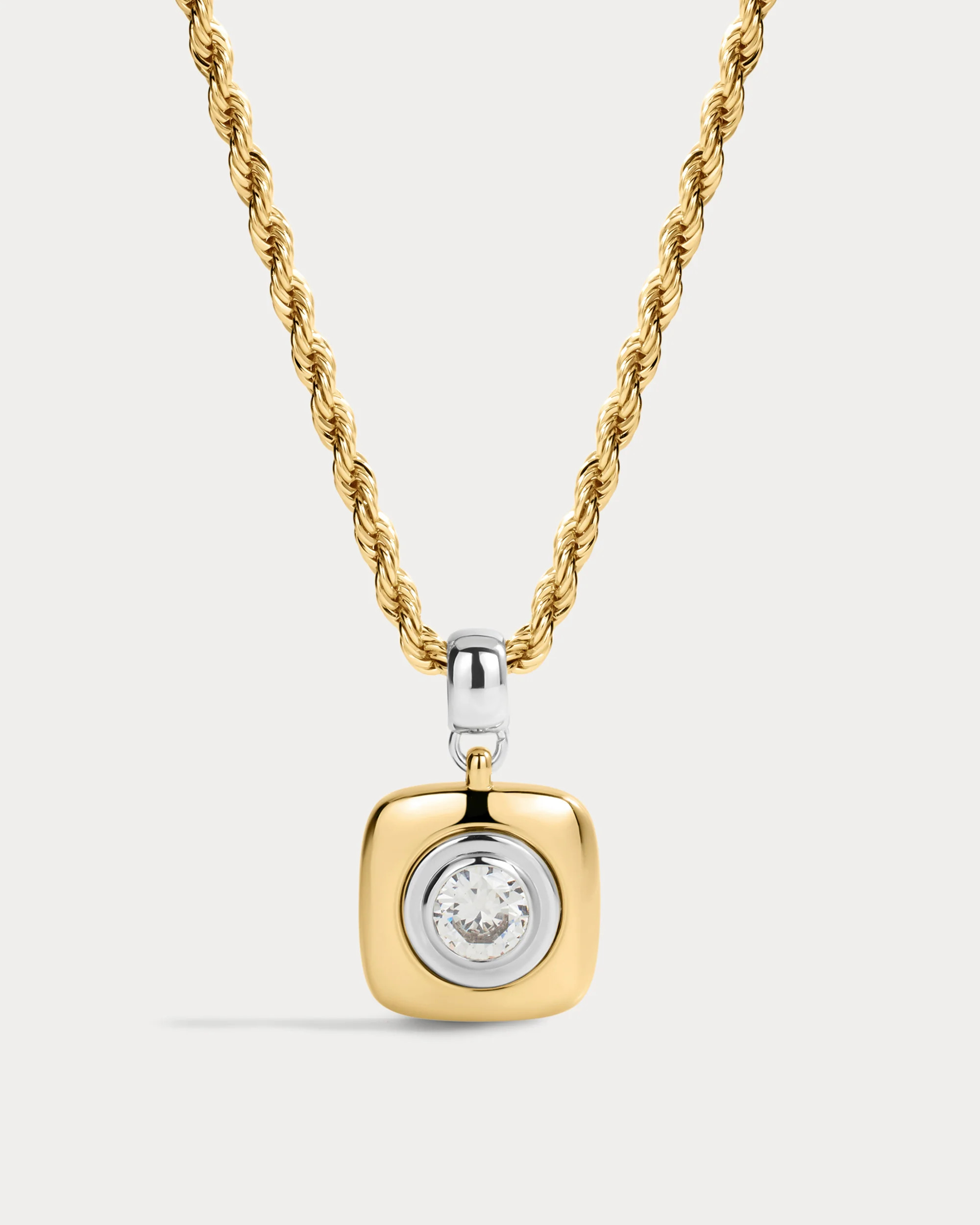The Luna Bezel Pendant Necklace-Gold | Luv Aj Inc.