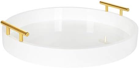 Kate and Laurel Lipton Modern Round Tray, 15.5" Diameter, White and Gold, Decorative Accent Tray ... | Amazon (US)