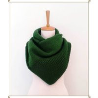 Hand Knitted Green Wool Scarf Winter Cowl Neck Warmer | Etsy (US)