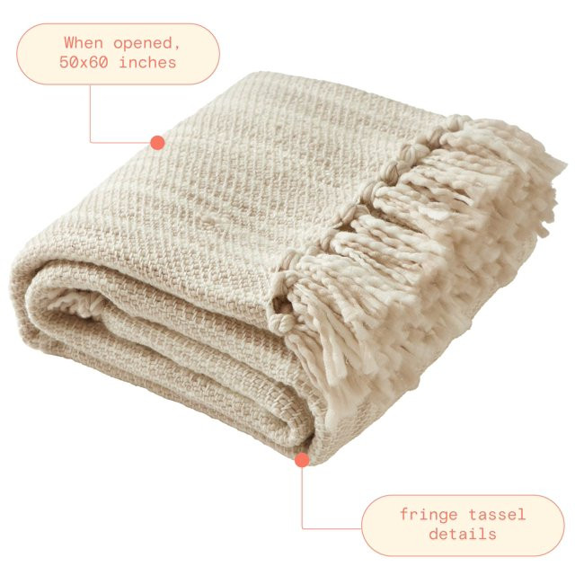 Beautiful Neutral Woven Throw by Drew Barrymore, 50" x 60" - Walmart.com | Walmart (US)