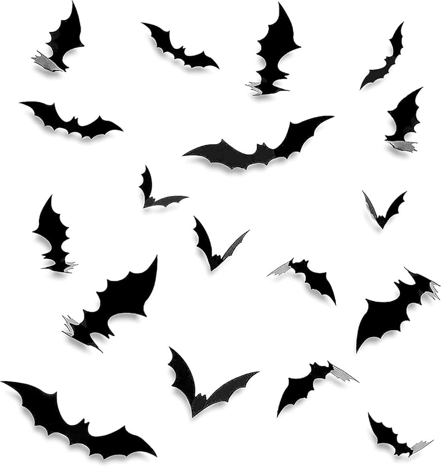 128PCS/4SIZE 3D Bats Sticker, Halloween Party Supplies Reusable Decorative Scary Wall Decal for H... | Amazon (US)