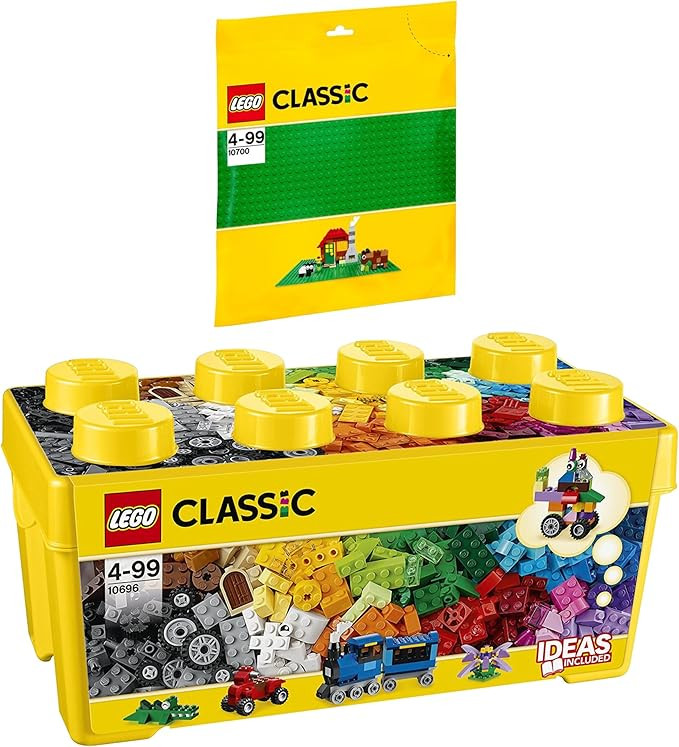 Lego Classic Set of 2 10696 & 10700 Building Blocks Box + Green Base Plate - Creative Constructio... | Amazon (US)
