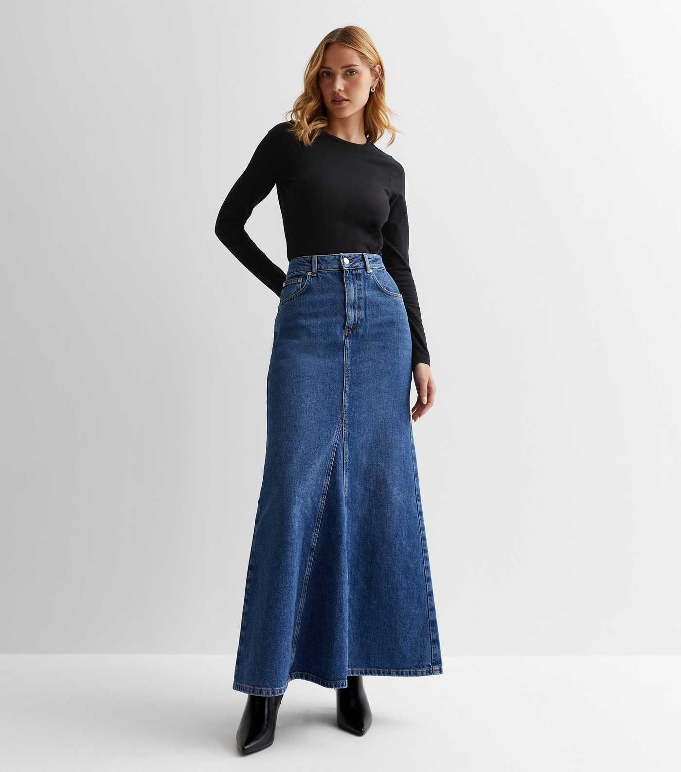 Blue Denim Flared Maxi Skirt | New Look | New Look (UK)