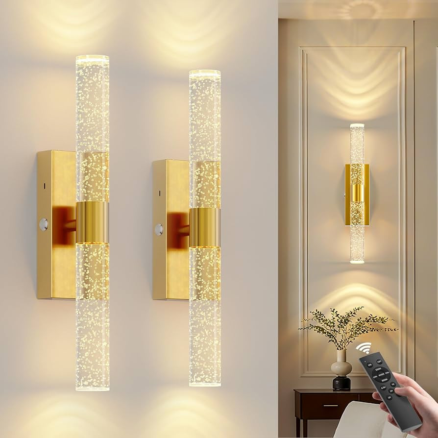 17 Inch Battery Operated Wall Sconces Set of two with 10000mAh Battery | Amazon (US)