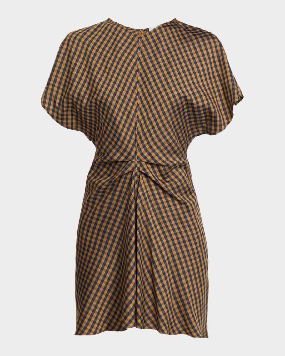 Leni Draped Check Mini Dress | Neiman Marcus