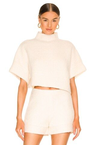 L'Academie Aurela Mock Neck Pullover in White from Revolve.com | Revolve Clothing (Global)