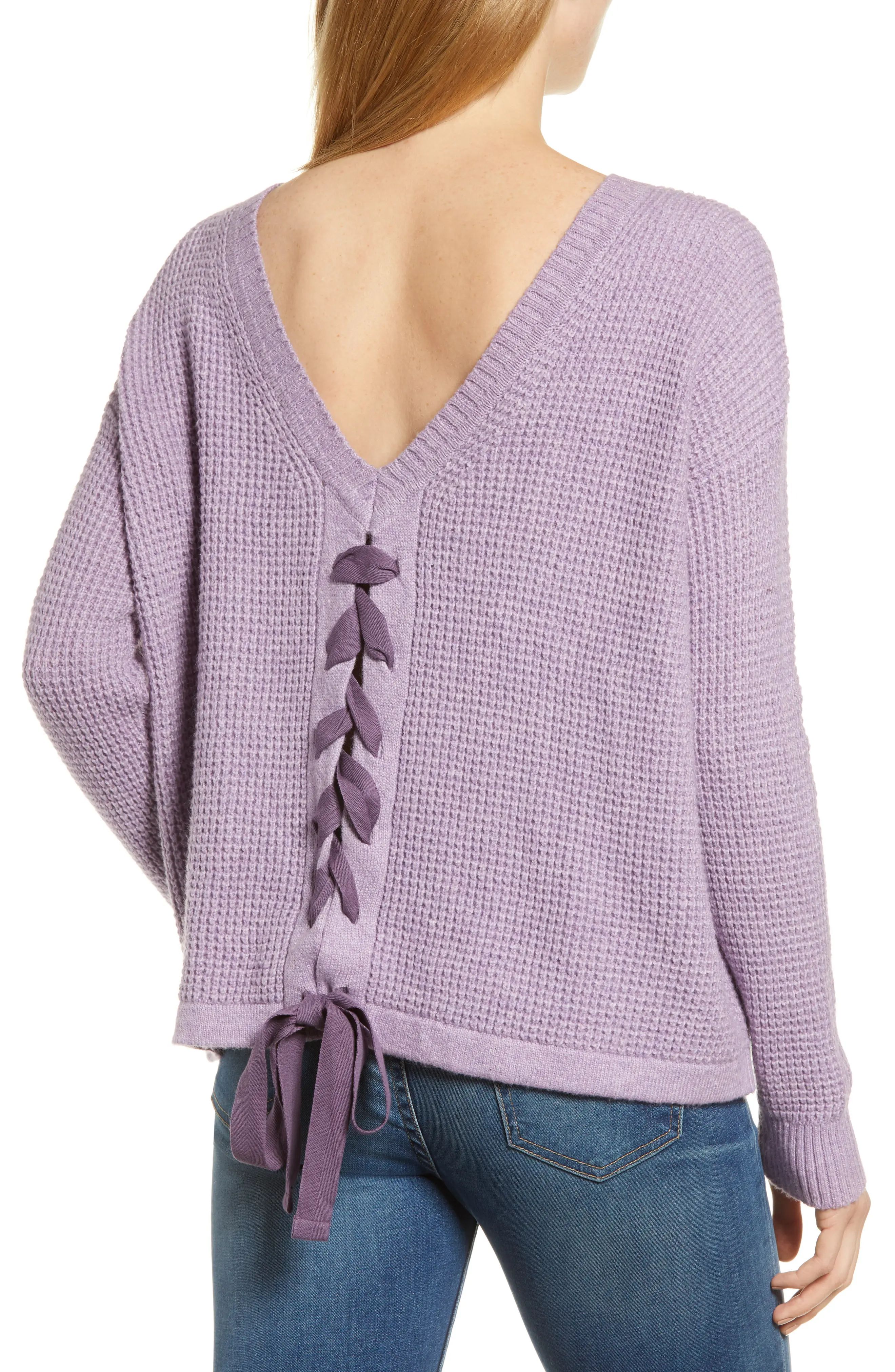 1.STATE V-Back Lace-Up Sweater | Nordstrom