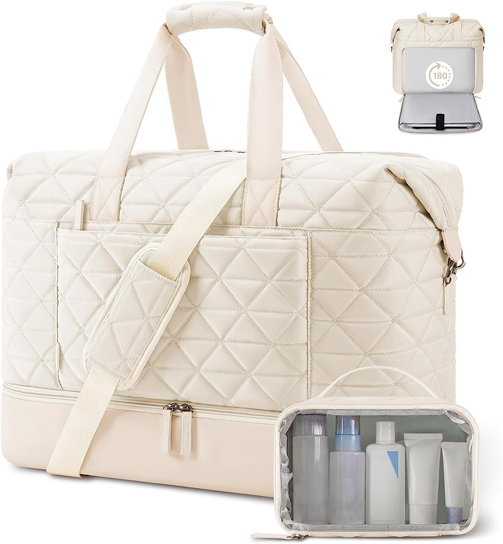ETRONIK Weekender Bag for Women with 17 inch Laptop Compartment, 44L Travel Duffle Bag with Shoe ... | Amazon (US)
