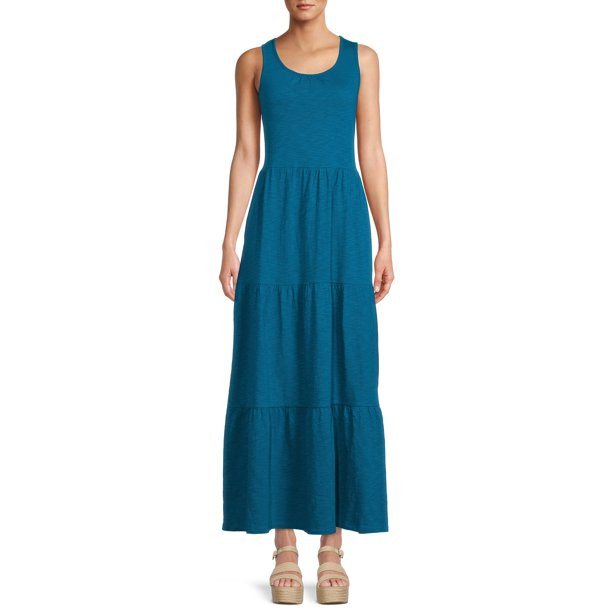 Time and Tru Women's Sleeveless Tiered Maxi Dress - Walmart.com | Walmart (US)