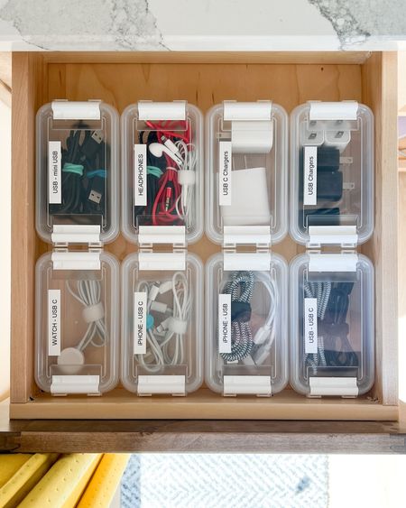 Tech drawer organization for all of those miscellaneous cords and chargers.

#LTKhome