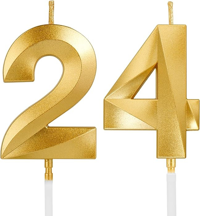 Birthday Candles, 1.96 Inch Number 24 Happy Birthday Candles, Number Candles Decoration for Birth... | Amazon (US)