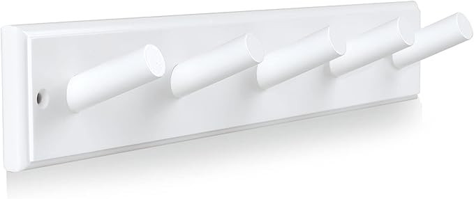 Wood Coat Rack Wall Mounted, 16'' Hole to Hole Wooden Peg Rail for Wall Hangers, 5 Pegs Bamboo Wa... | Amazon (US)