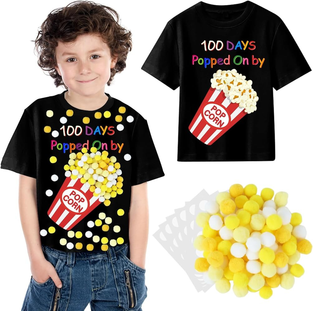 100th Day of School DIY Shirt Kit DIY T-Shirt with Pom Poms Googly Eyes for Kid DIY Art Creative ... | Amazon (US)