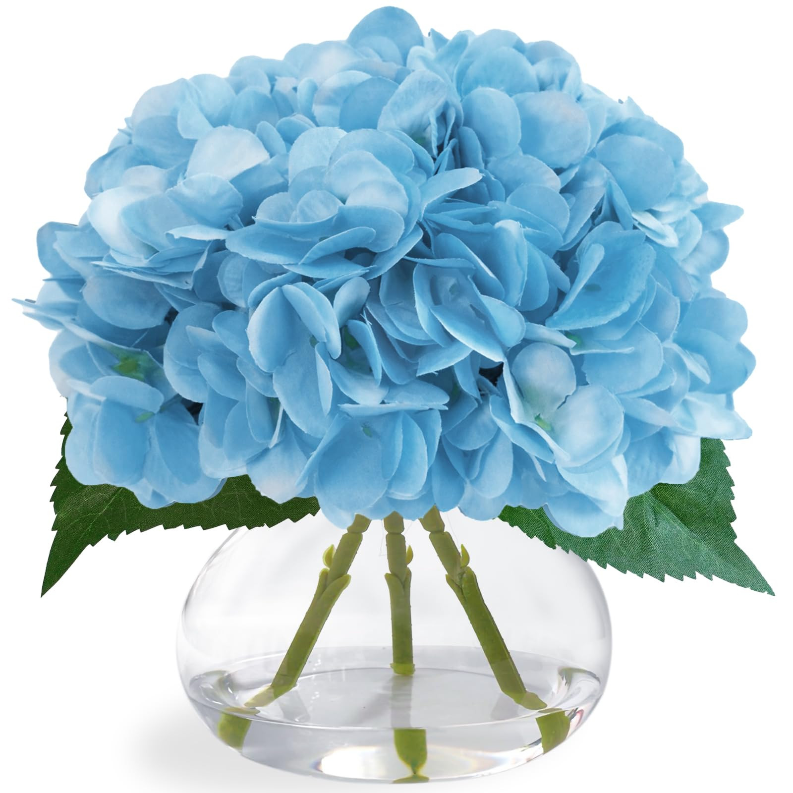 Big Petals Hydrangea Artificial Flowers in Vase, Blue Silk Fake Flowers Silk Centerpiece Table De... | Amazon (US)