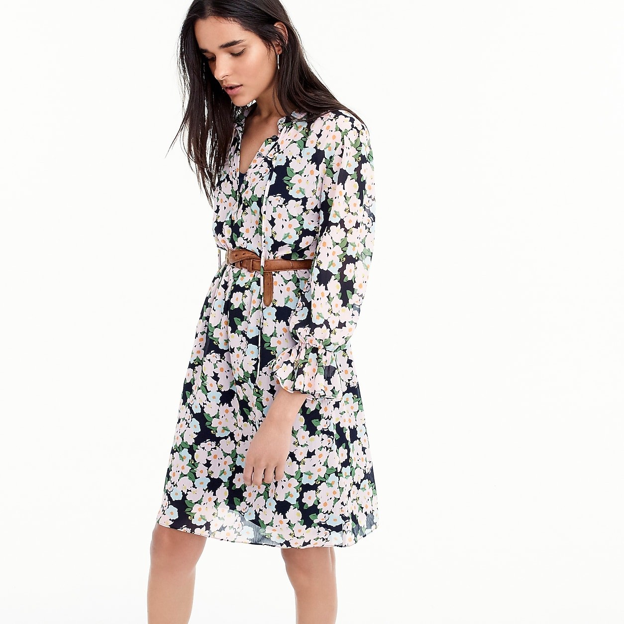 J.Crew Mercantile drapey tie-front dress in French floral | J. Crew US