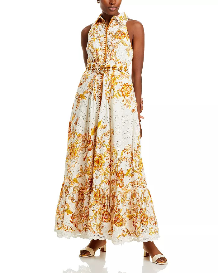 Printed Eyelet Button Front Maxi Dress | Bloomingdale's (US)