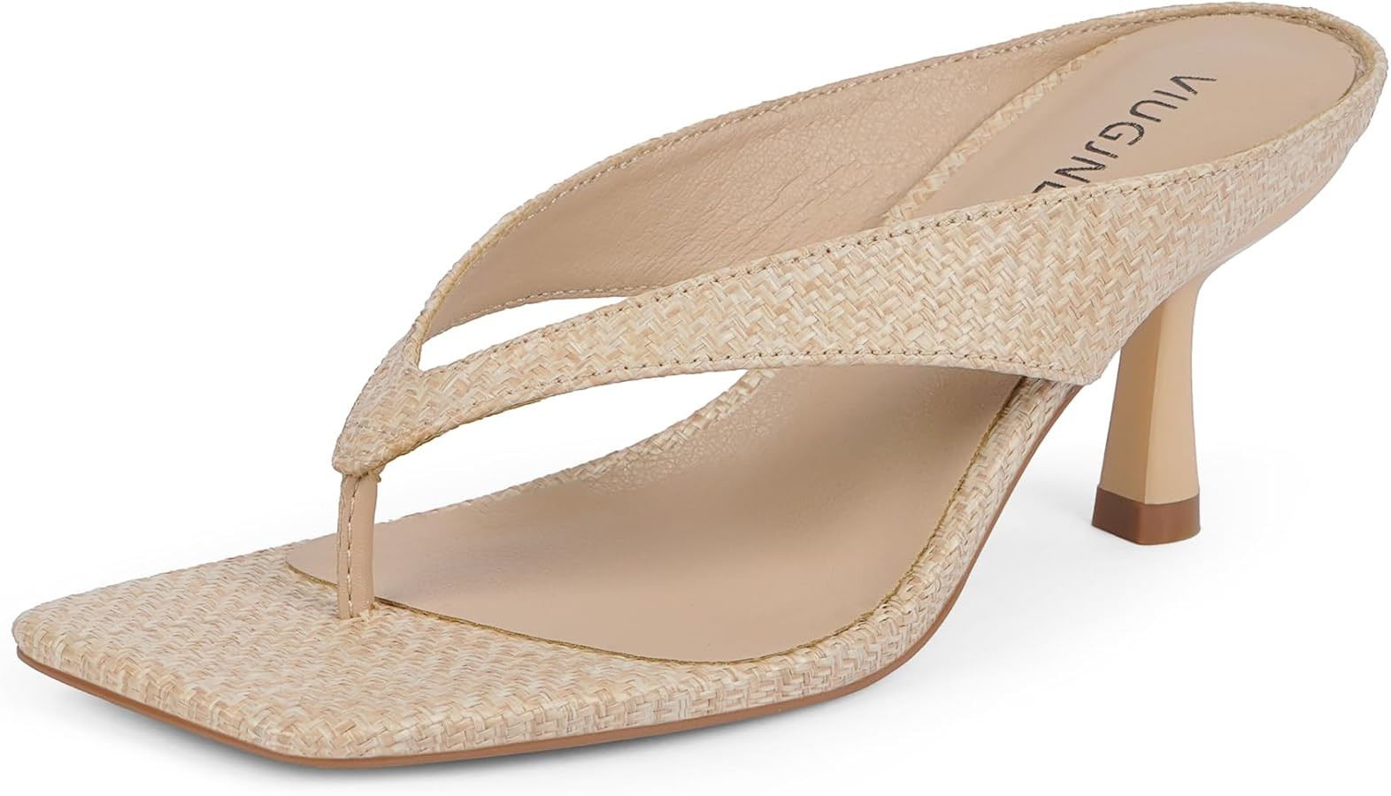 Women’s Kitten Heels Flip Flops Slip On Open Toe Low Heels Thong Square Slide Summer Fashion Pa... | Amazon (US)