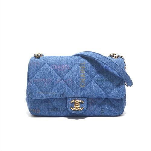 Chanel Shoulder Bag Logo Denim Matelasse Chain Indigo Blue 322634  | eBay | eBay US