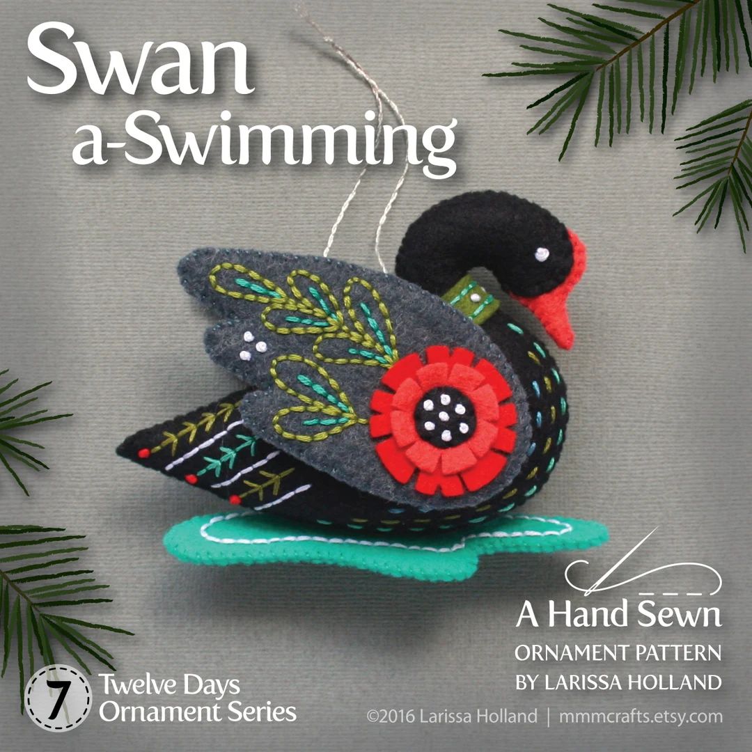 Swan A-swimming PDF Pattern for a Hand Sewn Wool Felt Ornament (Instant Download) - Etsy | Etsy (US)