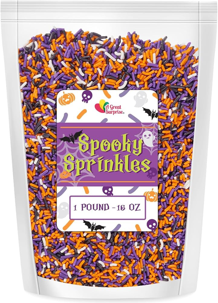 Halloween Sprinkles - Bulk Sprinkles -16 Oz - Orange, Black, Purple and White Jimmies - Spooky Ha... | Amazon (US)