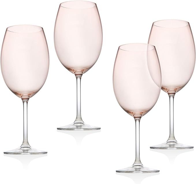 Godinger Wine Glasses, Stemmed Wine Glass Goblet Beverage Cups - Meridian Blush, 12oz - Set of 4 | Amazon (US)